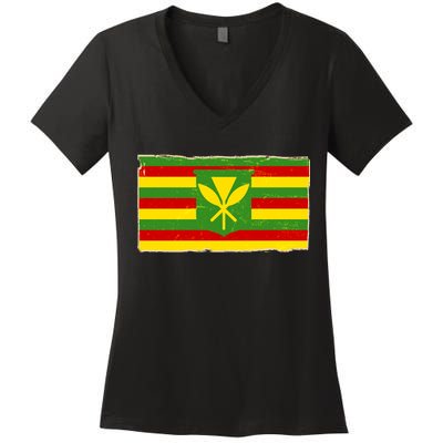 Kanaka Maoli Flag  Women's V-Neck T-Shirt