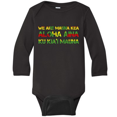 Kanaka Maoli Flag We Are Mauna Kea  Baby Long Sleeve Bodysuit