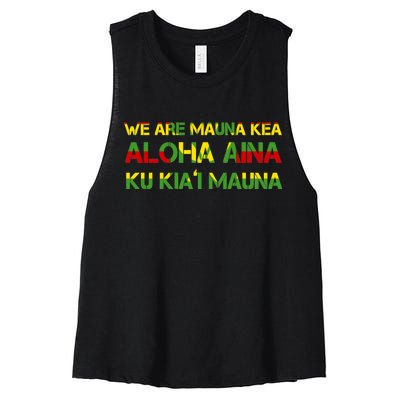 Kanaka Maoli Flag We Are Mauna Kea  Women's Racerback Cropped Tank