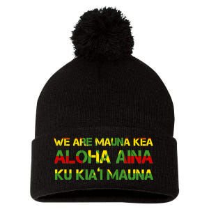 Kanaka Maoli Flag We Are Mauna Kea  Pom Pom 12in Knit Beanie