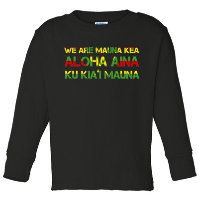 Kanaka Maoli Flag We Are Mauna Kea  Toddler Long Sleeve Shirt