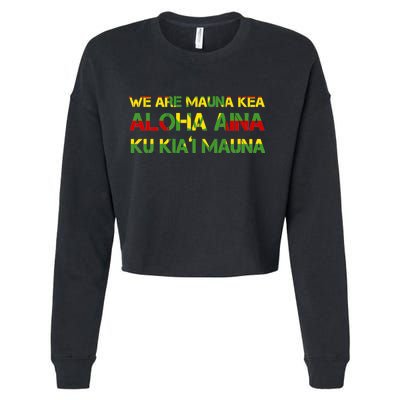 Kanaka Maoli Flag We Are Mauna Kea  Cropped Pullover Crew