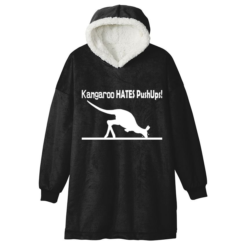 Kangaroo Hates Pushups Hooded Wearable Blanket