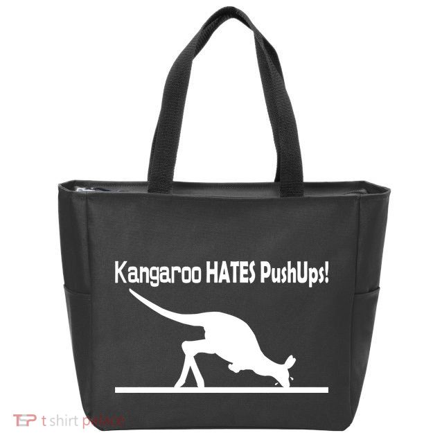 Kangaroo Hates Pushups Zip Tote Bag