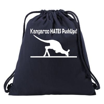 Kangaroo Hates Pushups Drawstring Bag