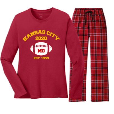 Kansas City 2020 Est 1959 KC Football Women's Long Sleeve Flannel Pajama Set 