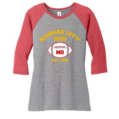 Kansas City 2020 Est 1959 KC Football Women's Tri-Blend 3/4-Sleeve Raglan Shirt