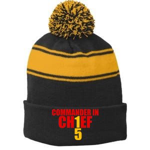 Kansas City Commander In Chief Stripe Pom Pom Beanie