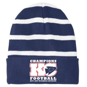 Kansas City Football Champions Striped Beanie with Solid Band