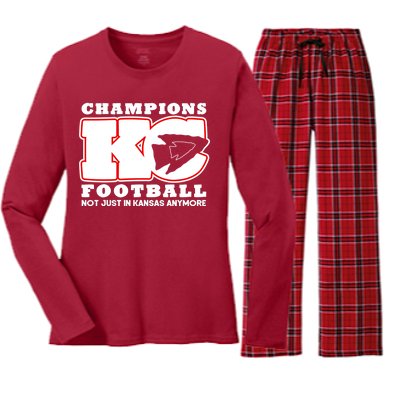 Kansas City Football Champions Women's Long Sleeve Flannel Pajama Set 