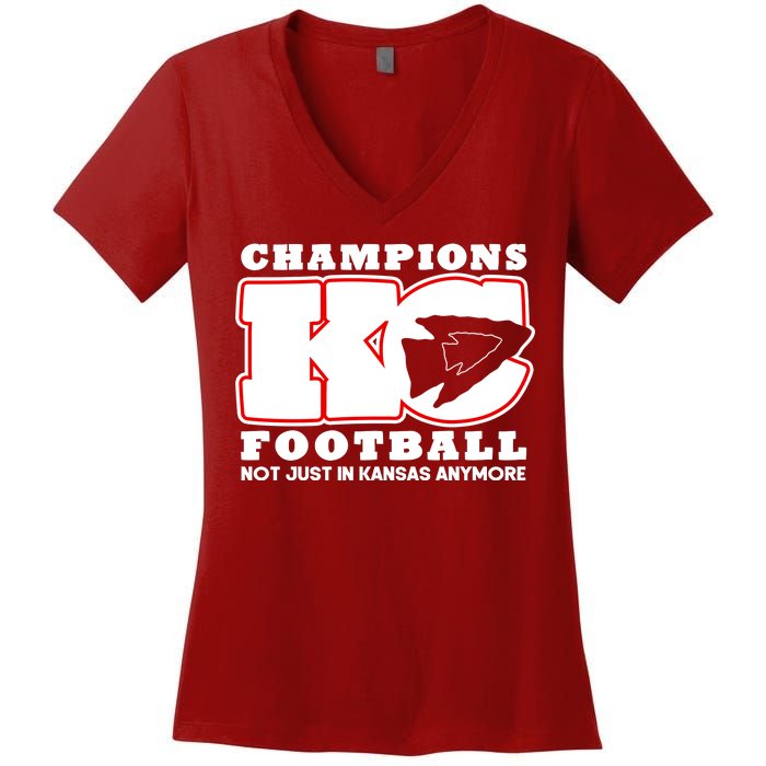 Kansas City Football Champions Women's V-Neck T-Shirt