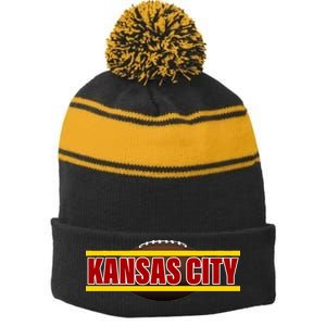 Kansas City Football Logo Stripe Pom Pom Beanie