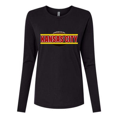 Kansas City Football Logo Womens Cotton Relaxed Long Sleeve T-Shirt