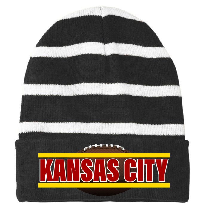 Kansas City Football Logo Striped Beanie with Solid Band