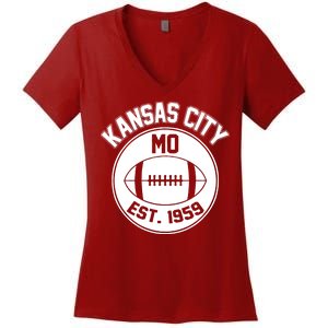 Kansas City Football MO Retro Chief Women's V-Neck T-Shirt