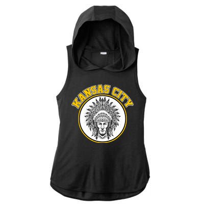 Kansas City Football Vintage Retro KC Logo Ladies PosiCharge Tri-Blend Wicking Draft Hoodie Tank