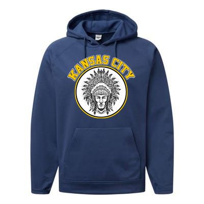 Kansas City Football Vintage Retro KC Logo Performance Fleece Hoodie