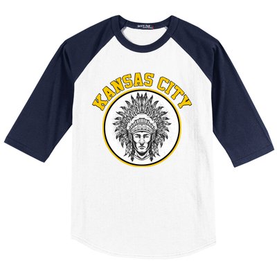 Kansas City Football Vintage Retro KC Logo Baseball Sleeve Shirt