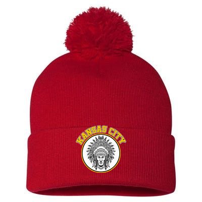 Kansas City Football Vintage Retro KC Logo Pom Pom 12in Knit Beanie