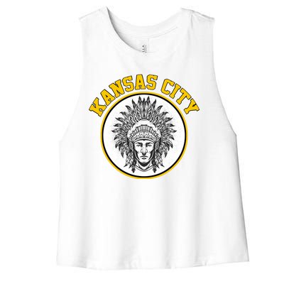 Kansas City Football Vintage Retro KC Logo Women's Racerback Cropped Tank