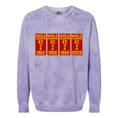 Kansas City Football World Champion Banners Colorblast Crewneck Sweatshirt