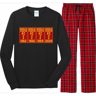 Kansas City Football World Champion Banners Long Sleeve Pajama Set