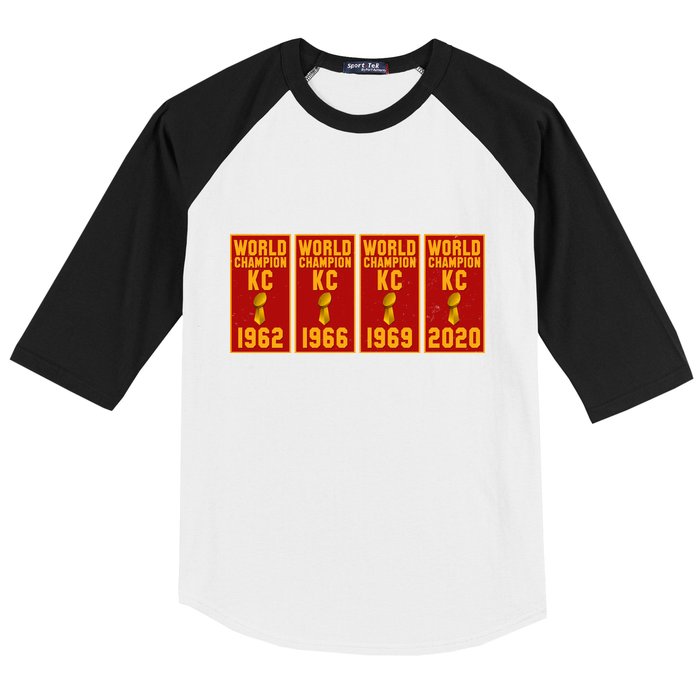 Kansas City Football World Champion Banners Baseball Sleeve Shirt