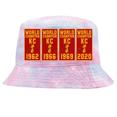 Kansas City Football World Champion Banners Tie-Dyed Bucket Hat