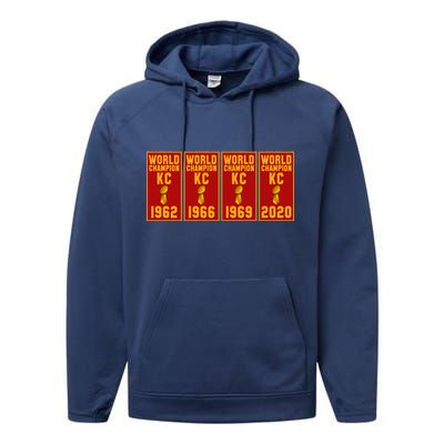 Kansas City Football World Champion Banners Performance Fleece Hoodie