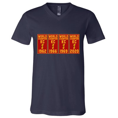 Kansas City Football World Champion Banners V-Neck T-Shirt