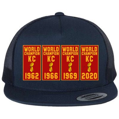 Kansas City Football World Champion Banners Flat Bill Trucker Hat