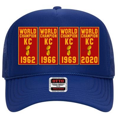 Kansas City Football World Champion Banners High Crown Mesh Back Trucker Hat