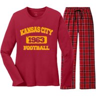 Kansas City KC Football Est 1960 Women's Long Sleeve Flannel Pajama Set 