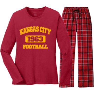 Kansas City KC Football Est 1960 Women's Long Sleeve Flannel Pajama Set 