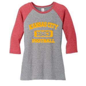 Kansas City KC Football Est 1960 Women's Tri-Blend 3/4-Sleeve Raglan Shirt