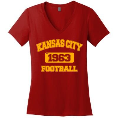 Kansas City KC Football Est 1960 Women's V-Neck T-Shirt