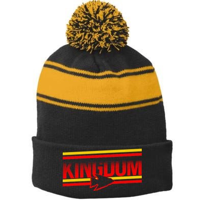 Kansas City KC Football Kingdom Arrowhead  Stripe Pom Pom Beanie