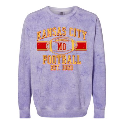 Kansas City MO Football Est 1960 Colorblast Crewneck Sweatshirt