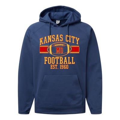 Kansas City MO Football Est 1960 Performance Fleece Hoodie