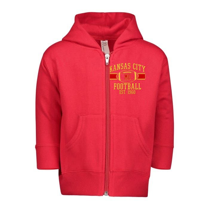 Kansas City MO Football Est 1960 Toddler Zip Fleece Hoodie