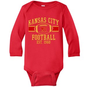 Kansas City MO Football Est 1960 Baby Long Sleeve Bodysuit