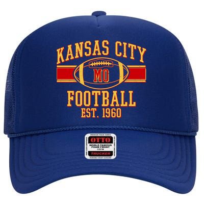 Kansas City MO Football Est 1960 High Crown Mesh Back Trucker Hat