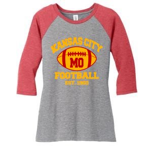 Kansas City MO KC Fooball Mahomes Fan Women's Tri-Blend 3/4-Sleeve Raglan Shirt