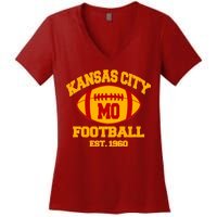 Kansas City MO KC Fooball Mahomes Fan Women's V-Neck T-Shirt