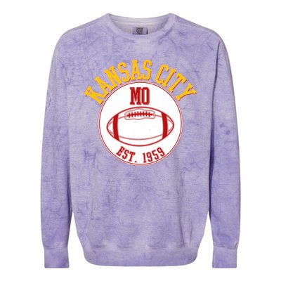 Kansas City MO KC Football EST 1959 Emblem Colorblast Crewneck Sweatshirt