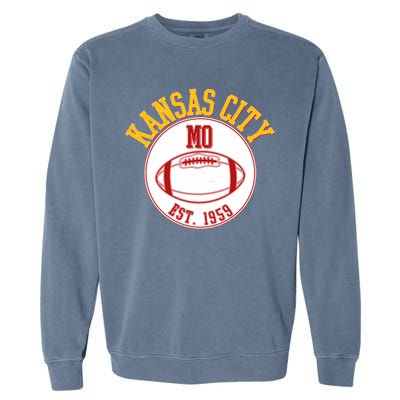 Kansas City MO KC Football EST 1959 Emblem Garment-Dyed Sweatshirt