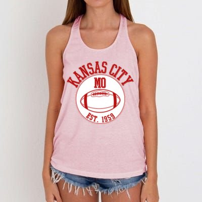 Kansas City MO KC Football EST 1959 Emblem Women's Knotted Racerback Tank