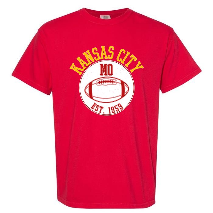 Kansas City MO KC Football EST 1959 Emblem Garment-Dyed Heavyweight T-Shirt