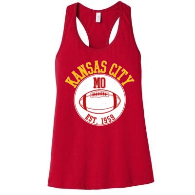 Kansas City MO KC Football EST 1959 Emblem Women's Racerback Tank