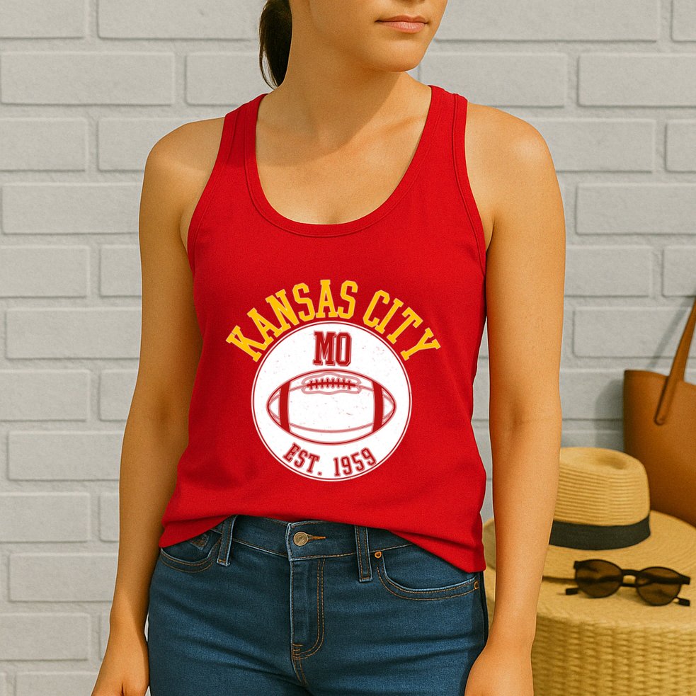 Kansas City MO KC Football EST 1959 Emblem Womens Tank Top